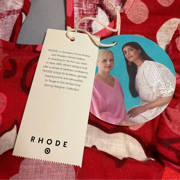 Rhode Zinnia Floral Red Bell Sleeve Midi Ruffle Dress NWT - Picture 12 of 16